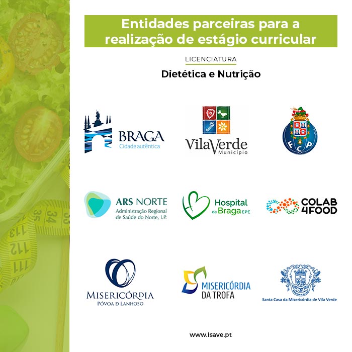 Entidades parceiras para estágio curricular de Dietética e Nutrição